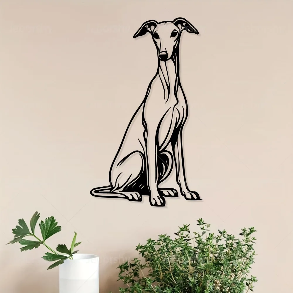 1pc Greyhound Metal Wall Art, Iron Dog Silhouette Decor, Garden Fence Patio Wall Hanging, Pet Lover Home Decor