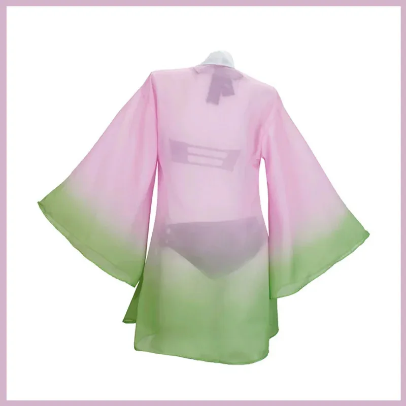 Anime Kanroji Mitsuri Cosplay Kostüm Sommer Tag Strand Badeanzug Sonnencreme Jacke Sexy Bikini Set Frau Kawaii Karneval Suitx; 2'a