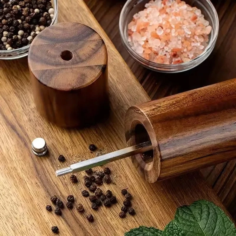 Manual Salt And Pepper Grinder Solid Wood Adjustable Coarseness Large Capacity Multi-purpose Spices Grinder Kitchen Cooking Tool