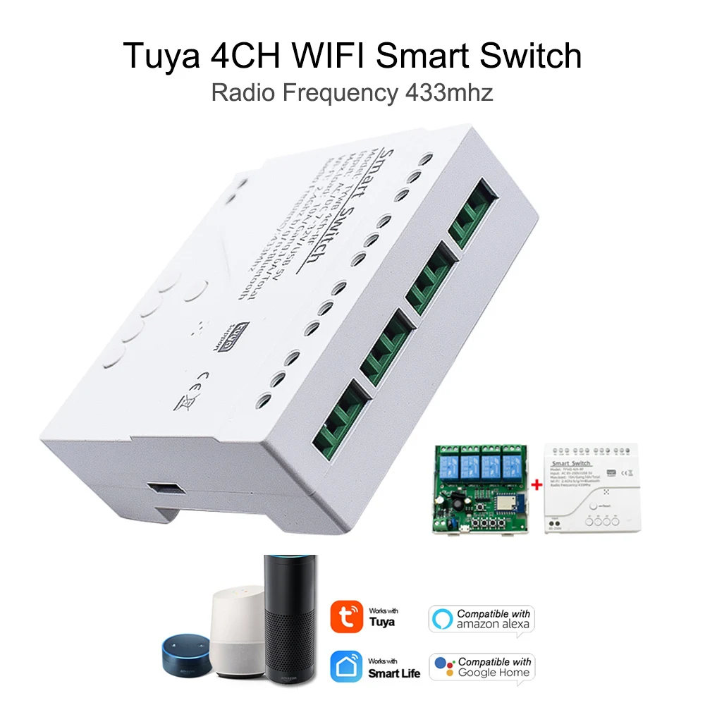 Tuya Smartlife WIFI Automation Relay Module Controller DC 7-32V AC 85-250V RF Remote Control Switch Work With Alexa Google Home