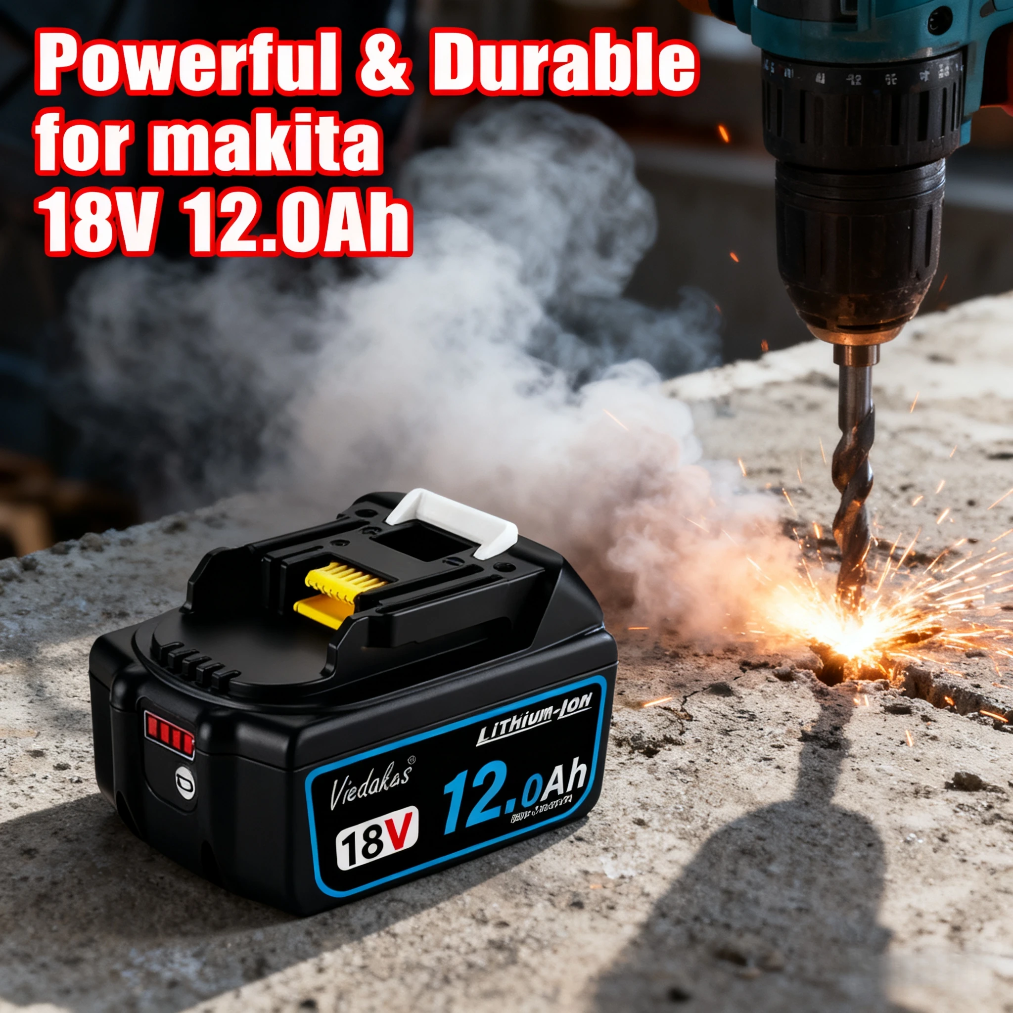 🎯️ بطارية ليثيوم أيون جديدة 18 فولت 8.0 أمبير/10. أمبير/12.0 أمبير في الساعة قابلة لإعادة الشحن، بديلة لحفر ماكيتا DTW700 DGA404 DDF487 HR202Z