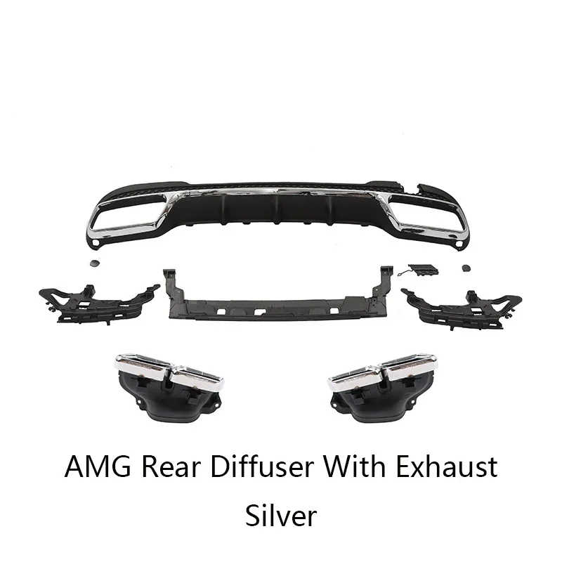 For W212 AMG Style Rear Diffuser Car Exterior Accessories Rear Bumper Splitter Diffuser With Exhaust For E Class W212