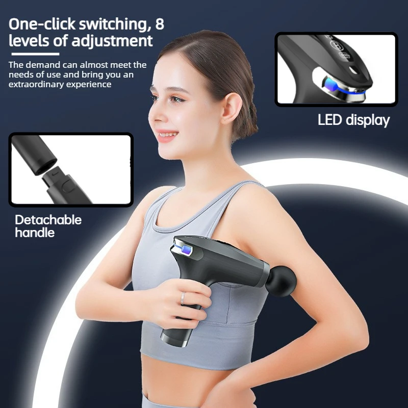 

Новый массажер для глубокого массажа мышц с удлиненной ручкой и ЖК-экраном, домашний интеллектуальный массажер с регулируемой скоростью, массаж без слепых зон.