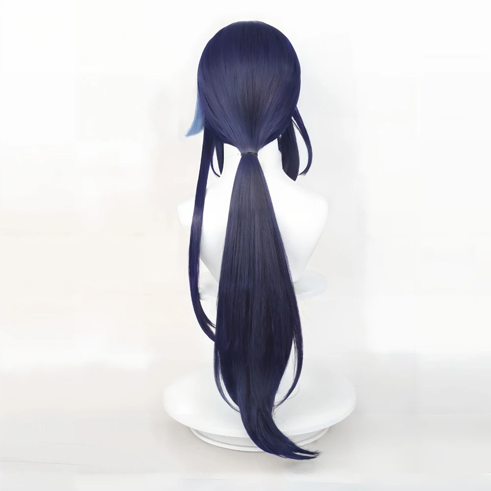 RANYU Clorinde Genshin Impact Fontaine Cosplay Wig Synthetic Long Straight Dark Blue Mix Game Wig Heat Resistant for Party