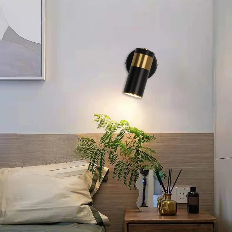 UDDALight Nordic Wall Lamp Gold, Dimmable LED Swing Arm Sconce E27 Light for Bedroom Living Room Hotel Decor