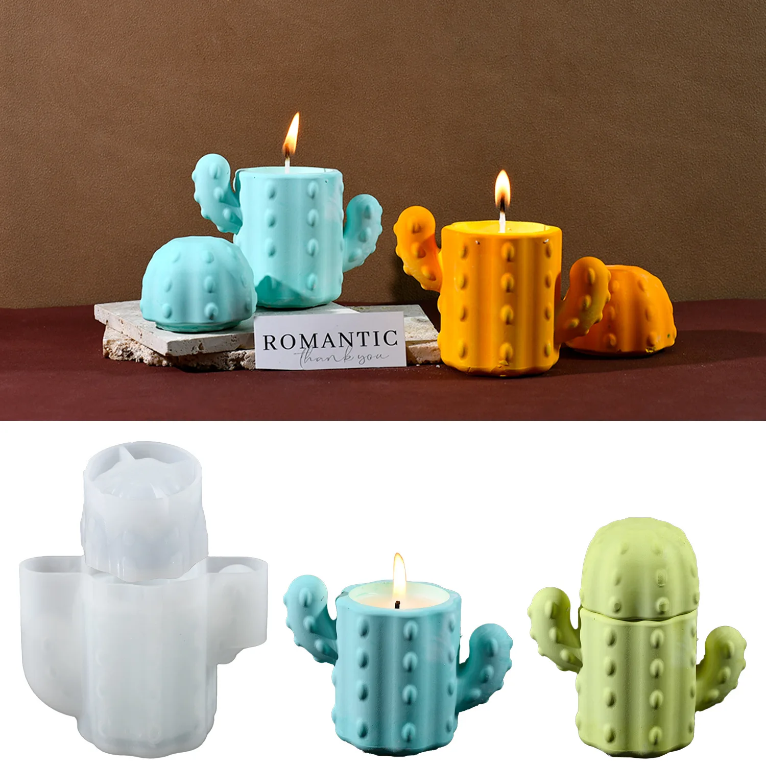 

DIY Cactus Resin Mold for Storage Box, AromaCandle Holder, Home Decor, Epoxy Craft, Mini Organizer Silicone Mould