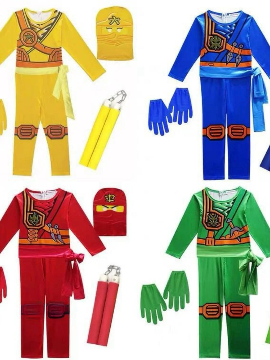   Ninjago Anime Kostüm Kinder Halloween Performance Kleidung Baumwolle Traditionelles chinesisches ethnisches Bühnenkostüm