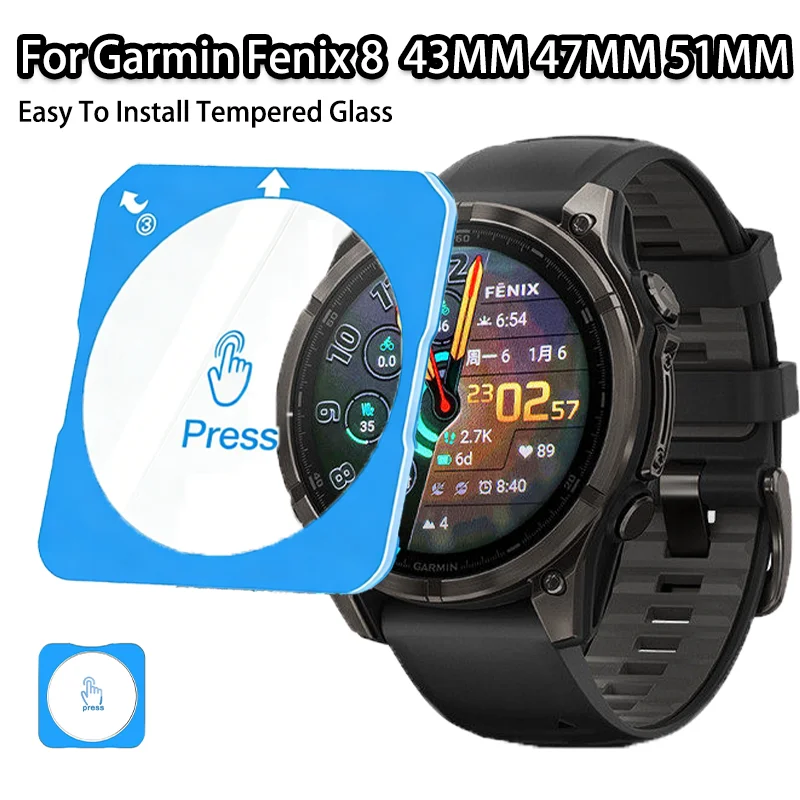 1-2 pieces Easy To Install Tempered Glass For Garmin Fenix 8 43MM 47MM 51MM HD scratch-resistant screen film protective case