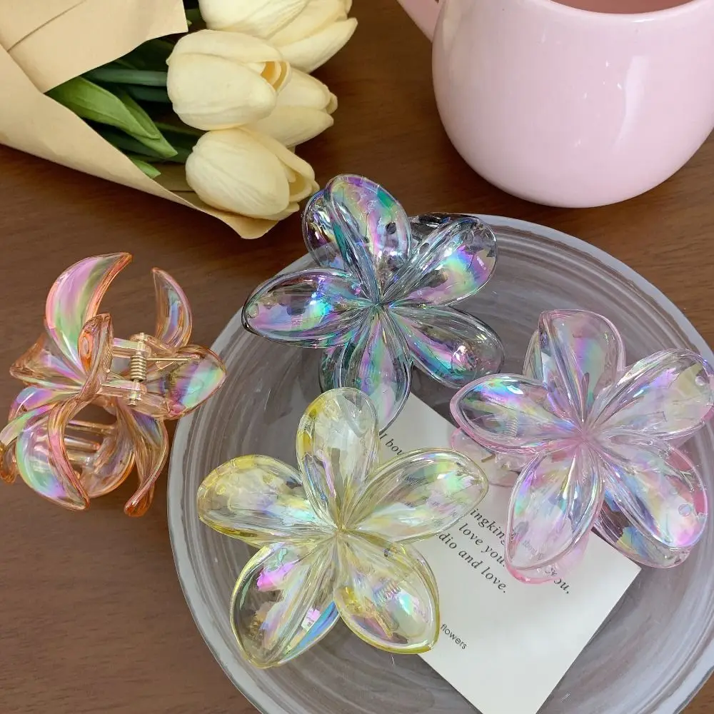 Hairpin Flower Hair Clip Plastic Grab Clip Large Hair Claw Blingbling Hair Accessories Transparent Hair Clip Streetwear