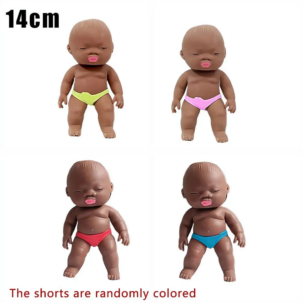 Natasha Black Baby Dolls Relieve Stress Dollhouse Toys Squeezeable DIY Doll Dressing Up Kids And Adults Soft Silicone Decoration