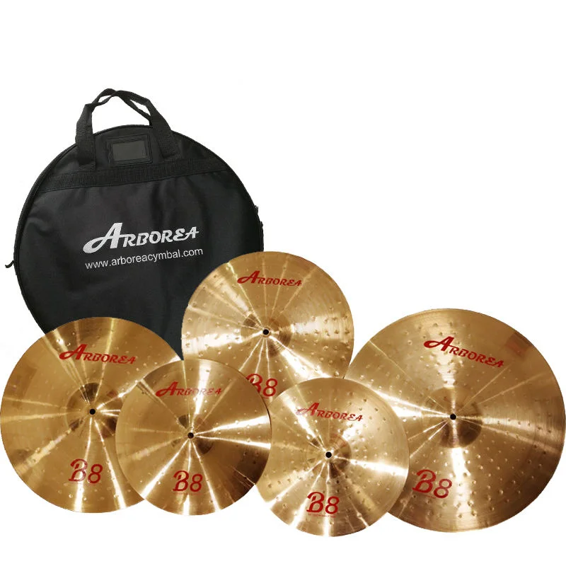 Arborea B8 Series Cymbal Set 5PCS Hihats/Crash/Ride Cymbal and Free Cymbal Bag Percussion Music Instrument