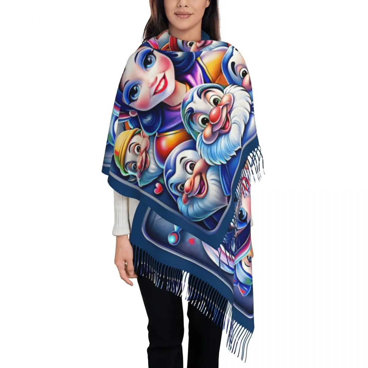 

Custom Tassel Scarf Women Soft Anime Fantasy Film Cartoon Shawl Wrap Ladies Winter Scarves