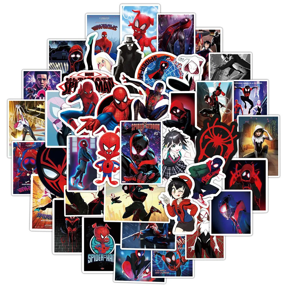 10/30/52pcs Disney Movies Spider Man Into The Spider Verse Stickers Cool Cartoon Decal Scrapbooking Laptop Toy Sticker for Kids