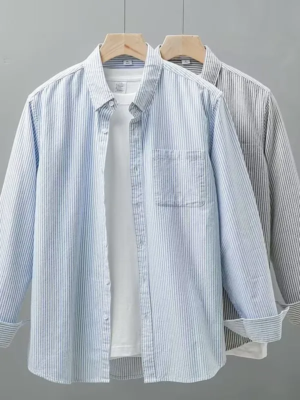 

Длинный све из чистого хлопка, повседневный деловой утюг для мужчин, без глажки, с узором в полоску из бычьего плетения, универсальный деловой повседневный утюг