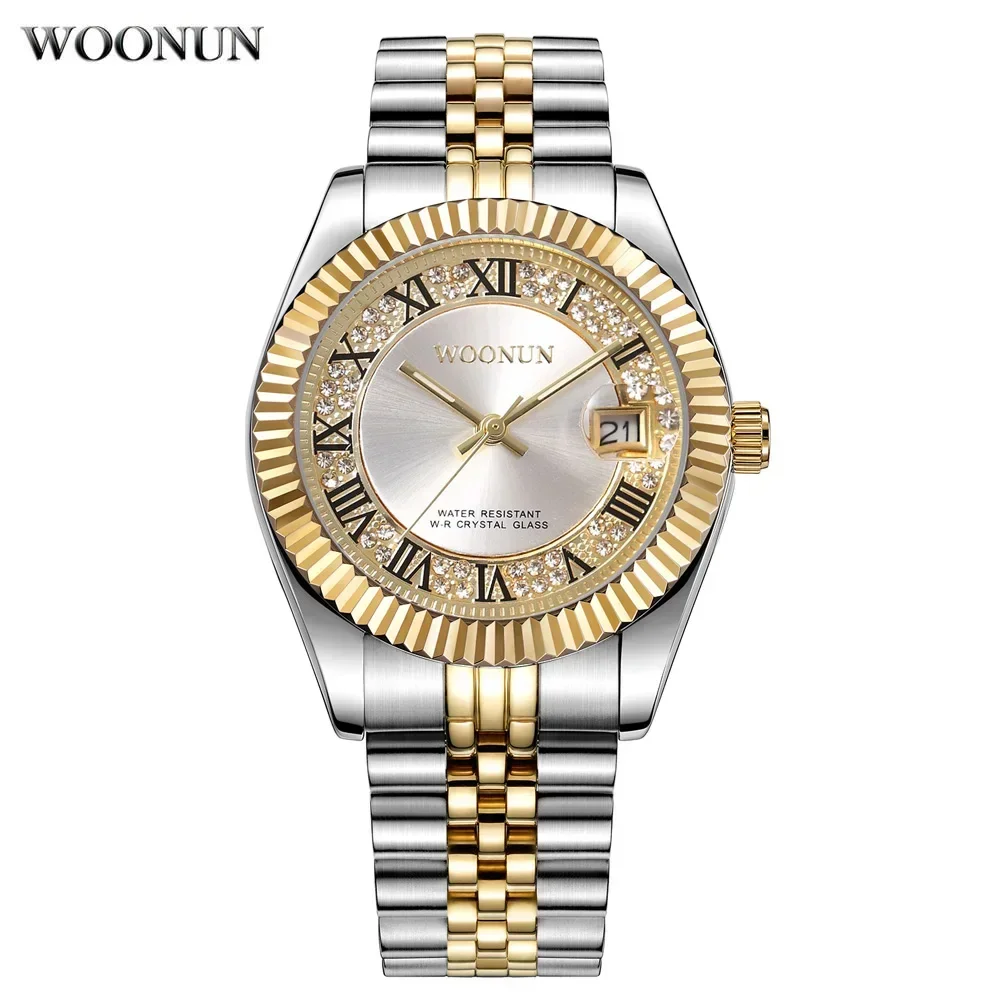 Montre Homme Luxury Ice Out Diamond Watch Men Gold Watches Fashion Business Stainless Steel Band Quartz Wristwatches Men