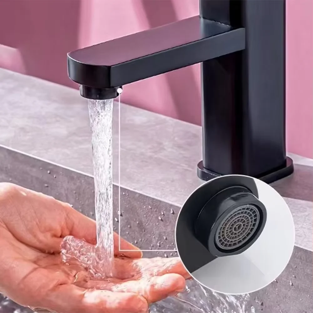 Hot and cold sink mixer faucet black bathroom faucet stainless steel painted faucet single hole faucet countertop installation