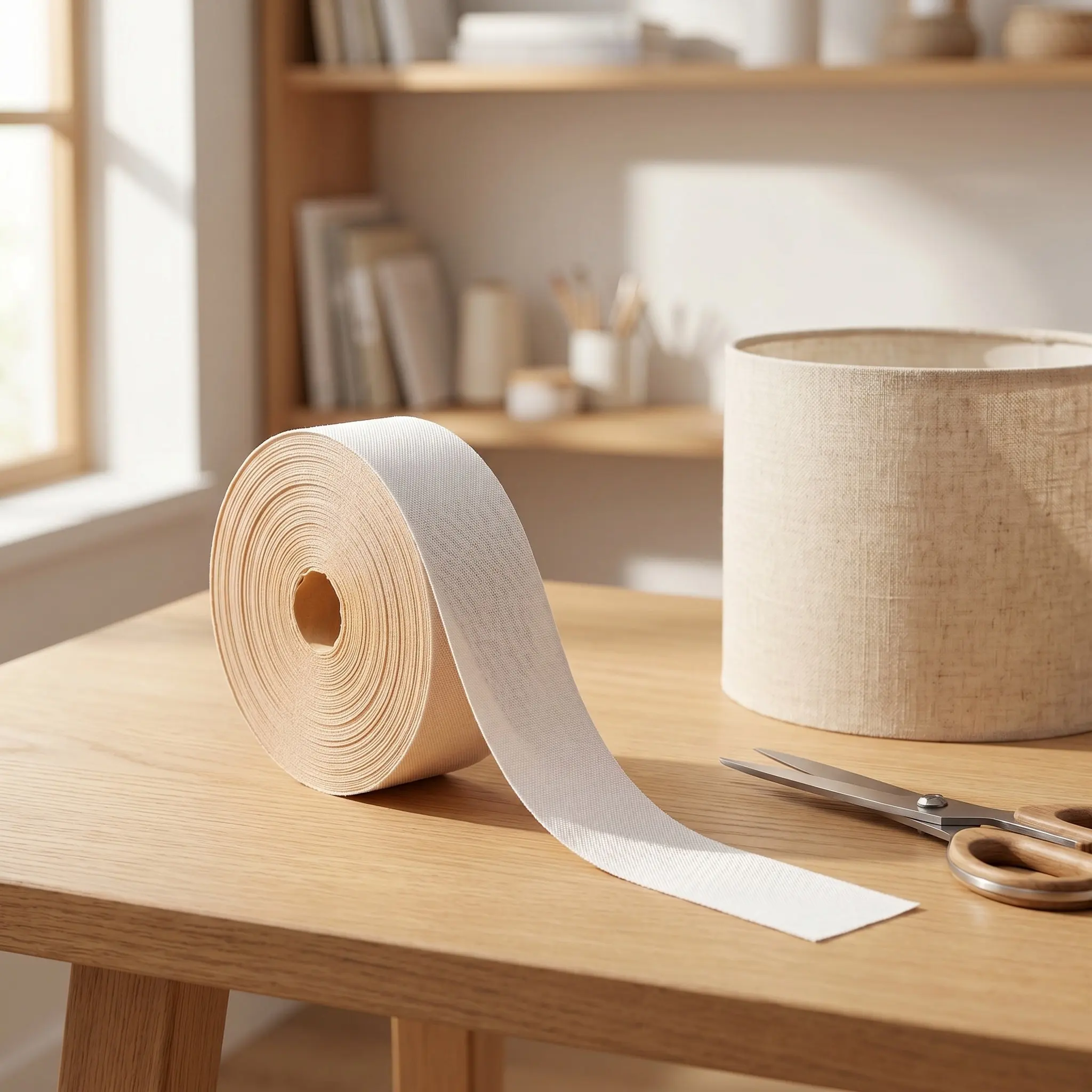 Lampshade Edging Tape Self-Adhesive Fabric Strip Matte for Drum Table Floor Lamps DIY Lampshade Making Decorative