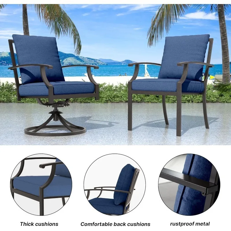 Set da pranzo per esterni da 9 pezzi Set tavolo da pranzo e sedie da patio Set di mobili da esterno con 1 tavolo da pranzo rettangolare in metallo con U
