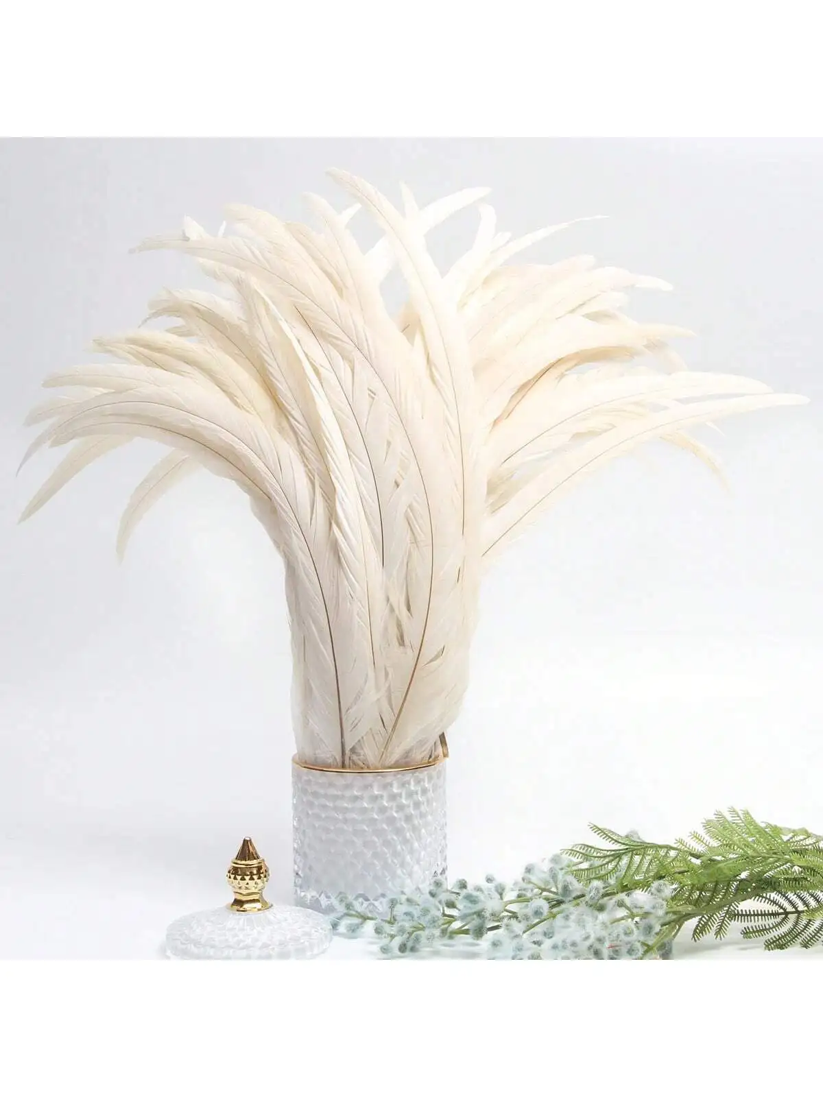 40PCS Rooster Coque Tail Feathers Bulk Natural 12-14Inch 30-35cm for Crafting Wedding Fly Tying Feather Party Performances DIY D