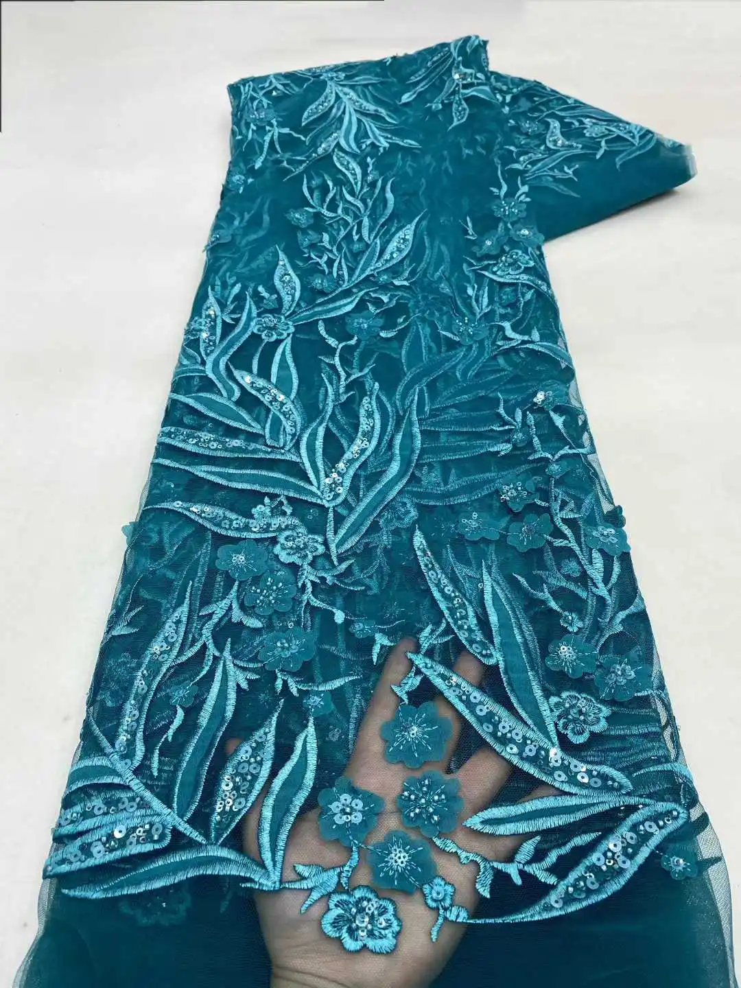 High-End Luxe Franse Borduren Bruidegom Kant Stof Mode Afrikaanse Nigeriaanse Met Pailletten Stof Voor Luxe Avondjurk