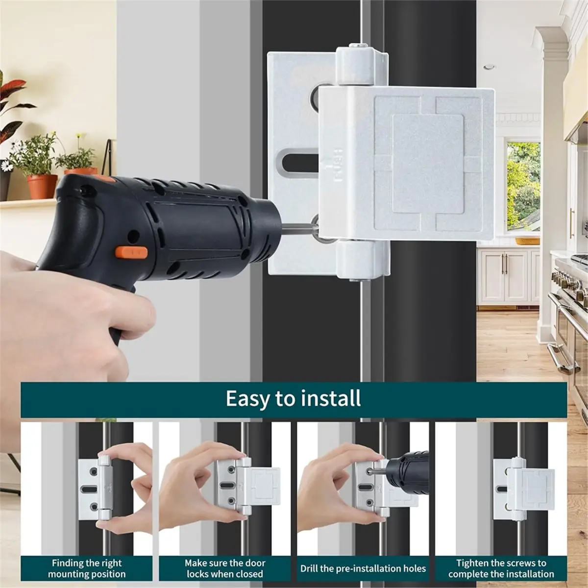 2 Pack Door Latches for Top of Door, Silver Door Reinforcement Lock for Home and Hotel, Security