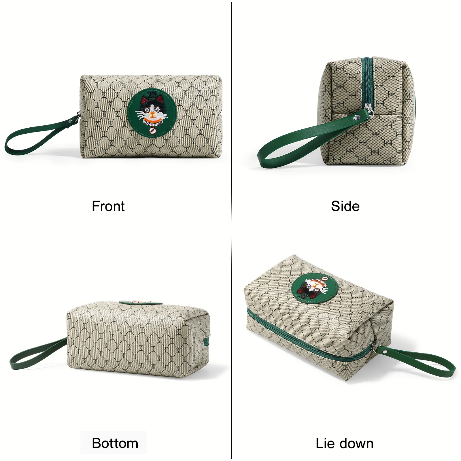 TOUTOU Women Wallet Card Holder Passport Cartoon Cat Short Wallet Zipper Around Clutch Purse Vintage Design Purse for Woman