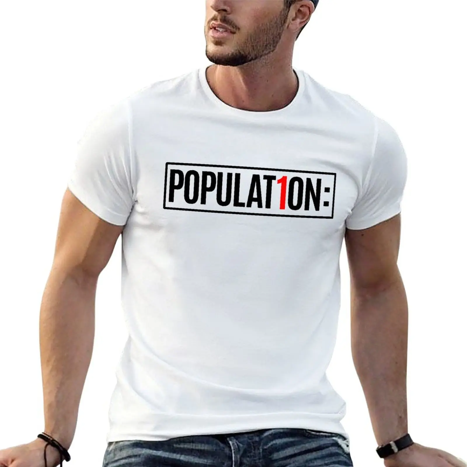 POPULATION T-Shirt Casual Simple Design Short Sleeve Shirt