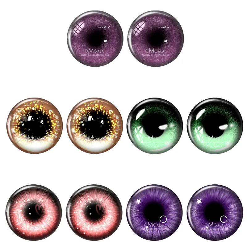 5pairs glass eyes cabochons Round 12mm/18mm/20mm/25mm Dome Dragon Eye Dragon Cat Eye Toys DIY Jewelry Accessory MIX Pupil Eye