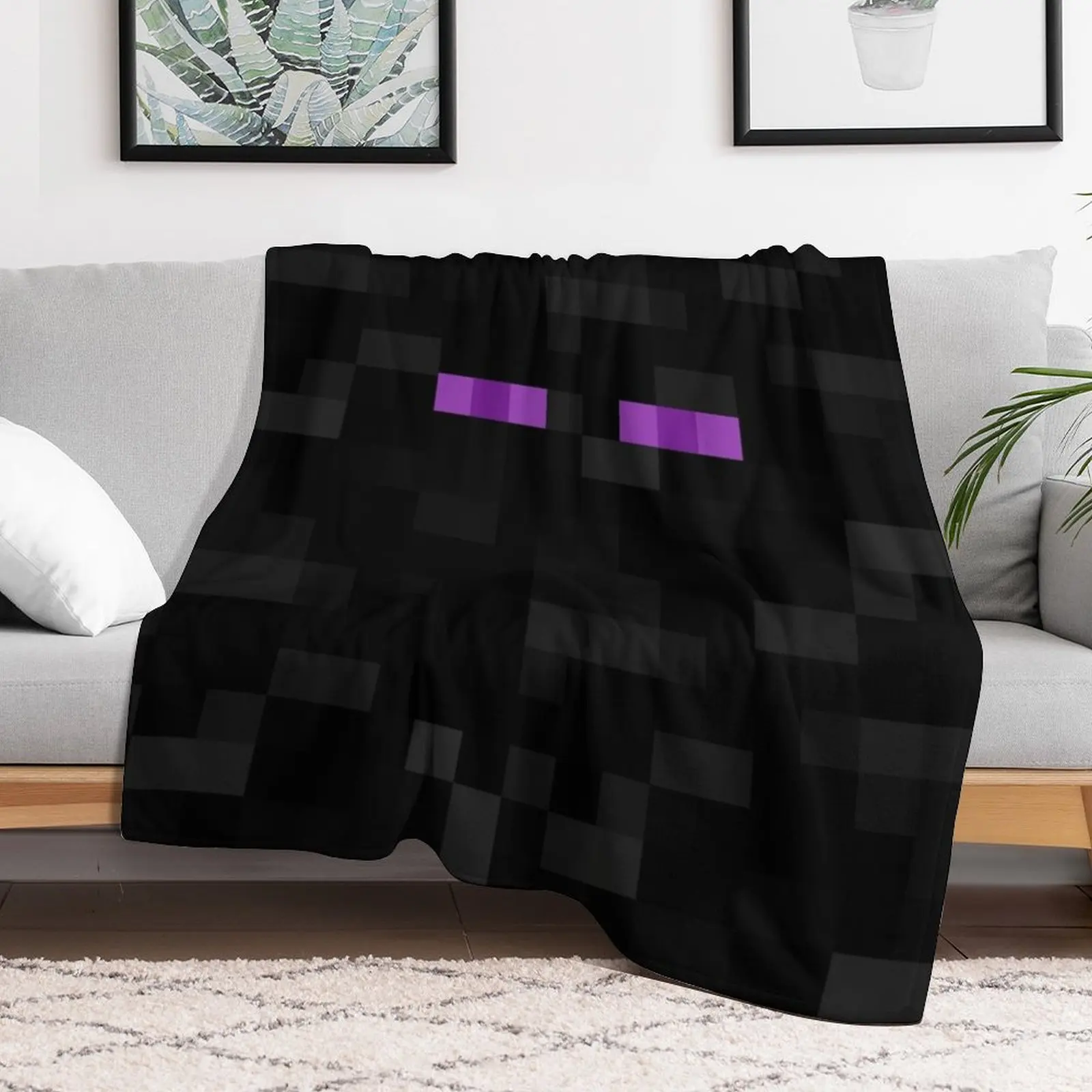 Enderman pattern Throw Blanket Picnic cosplay anime Stuffeds anime Blankets