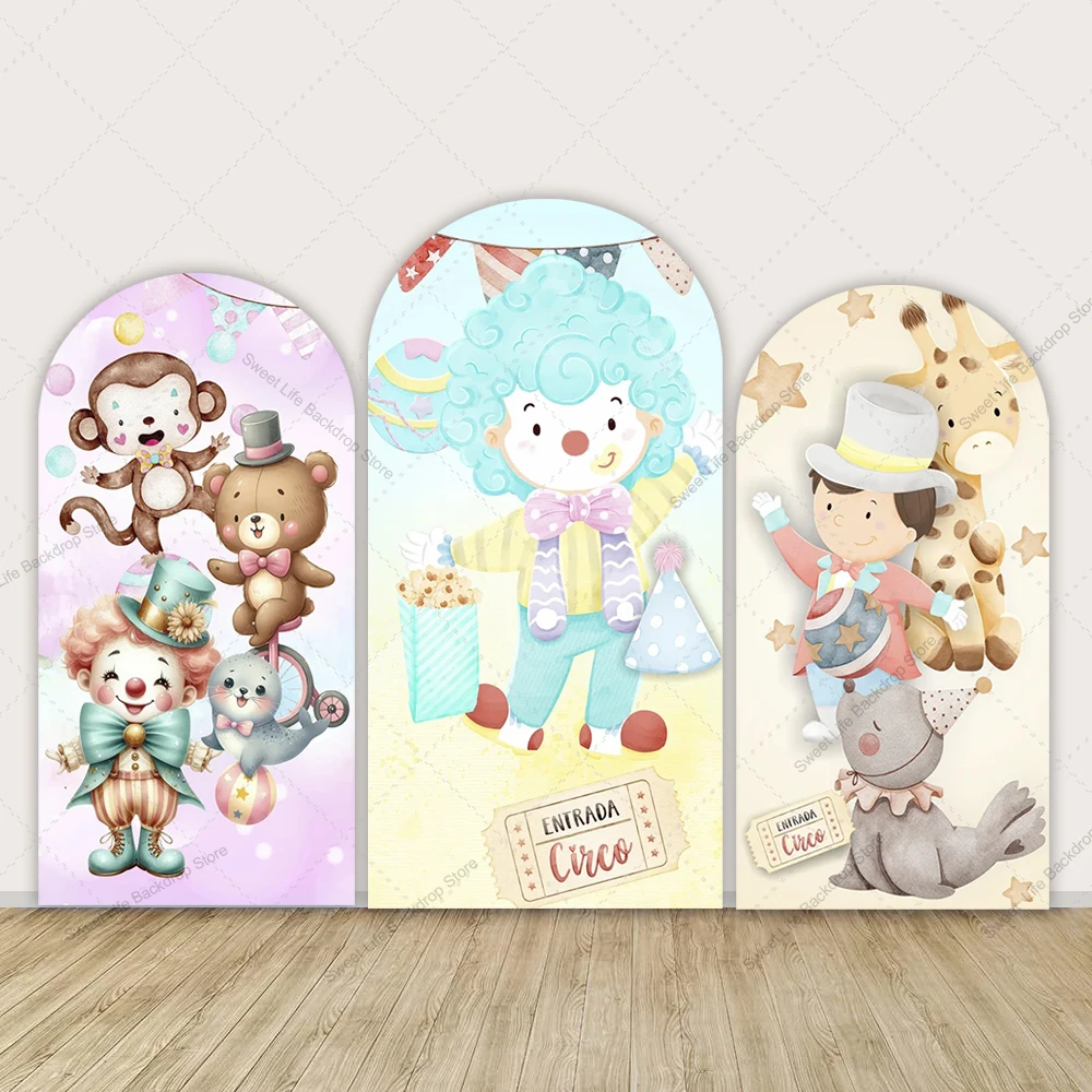 

Carnival Cirus Party Arch Backdrop Cover Kids Baby Shower Birthday Chiara Arch Cover Animals Photo Background Decor