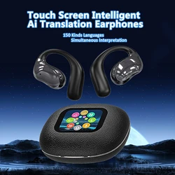 YJ33 New Touch Screen Intelligent Ai Translation Earphones Multi-Languages Simultaneous Interpretation Earpods Earhook Earbuds