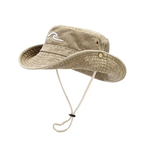 Imagen 1 del producto Sombrero de pescador con patrón bordado de algodón para hombre y mujer, gorra de pescador para viaje al aire libre, 2023
