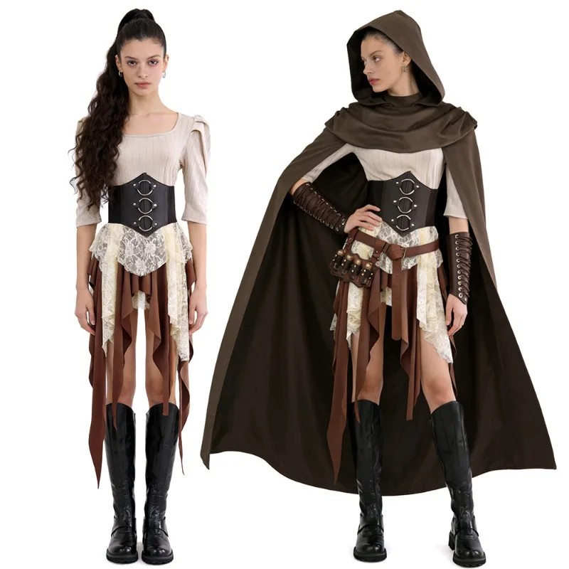 Viking Pirate Historical Corset Cosplay Costume Victorian Renaissance Medieval Cloak Halloween Carnival Party Roleplay Outfit