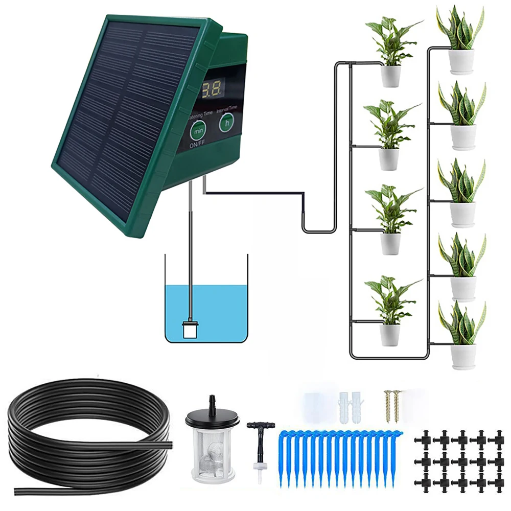 

Solar Irrigation System for Garden Balcony Plant Pot Automatic Drip Irrigation System DIY Garden Timed Drip Hose Watering Device