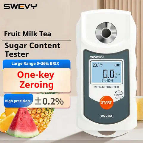 SWEVY SW36C LCD 디지털 굴절계 브릭스 미터 과일 주스 음료 ATC 당도 측정기 0-36% 당도계