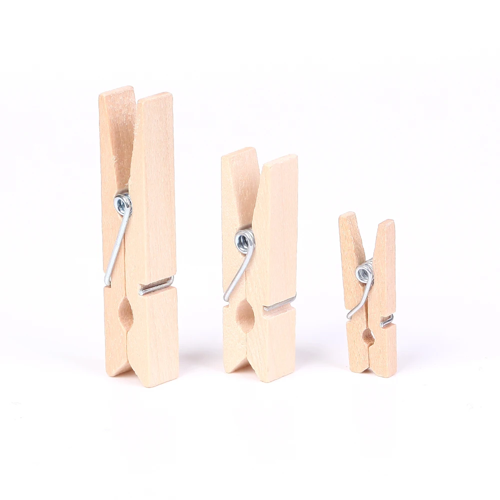 35/45mm Natural Wooden Clothes Pegs Clothes Clips Wood Clamp DIY Photo Paper Peg Clothespin Craft 30/50/100PCS