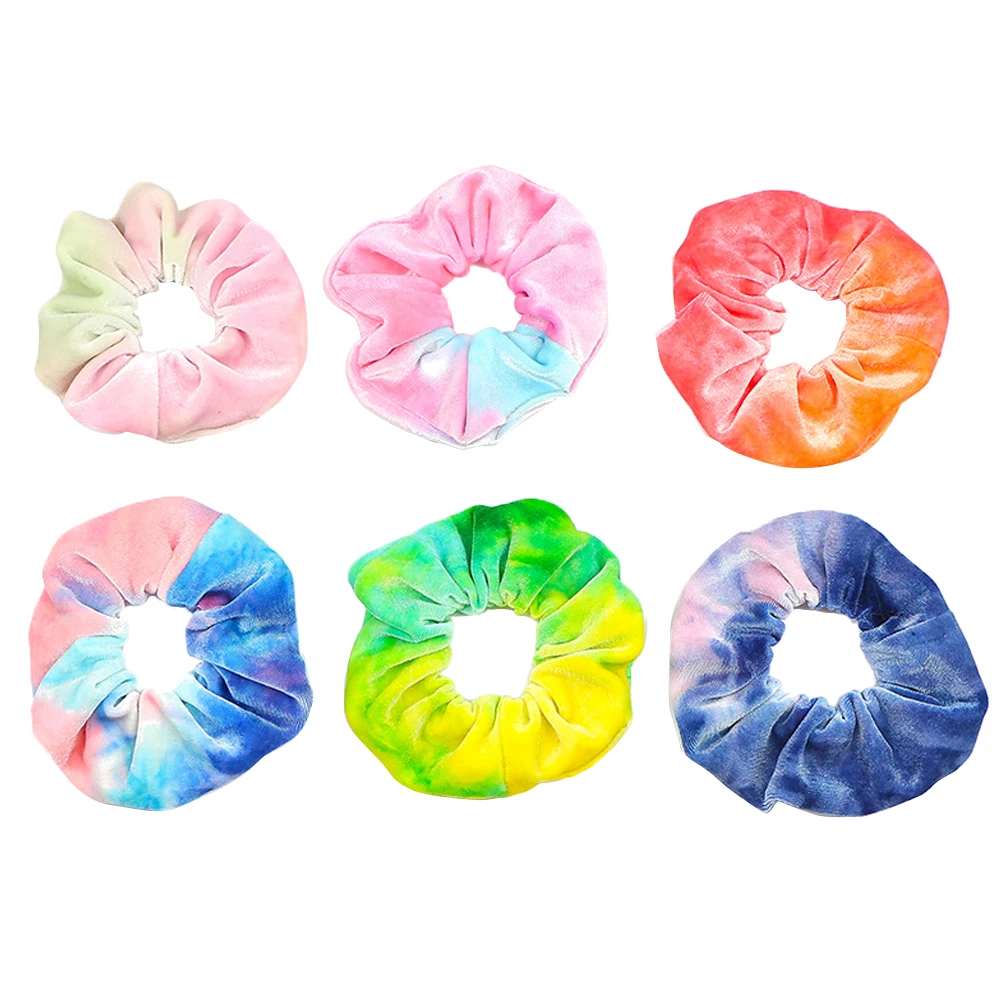 

6pcs Rainbow Hair Circle Elastic Tie Women Hair Rope Stretch Ponytail Holder Chic Attractive Everyday Wear Gifts