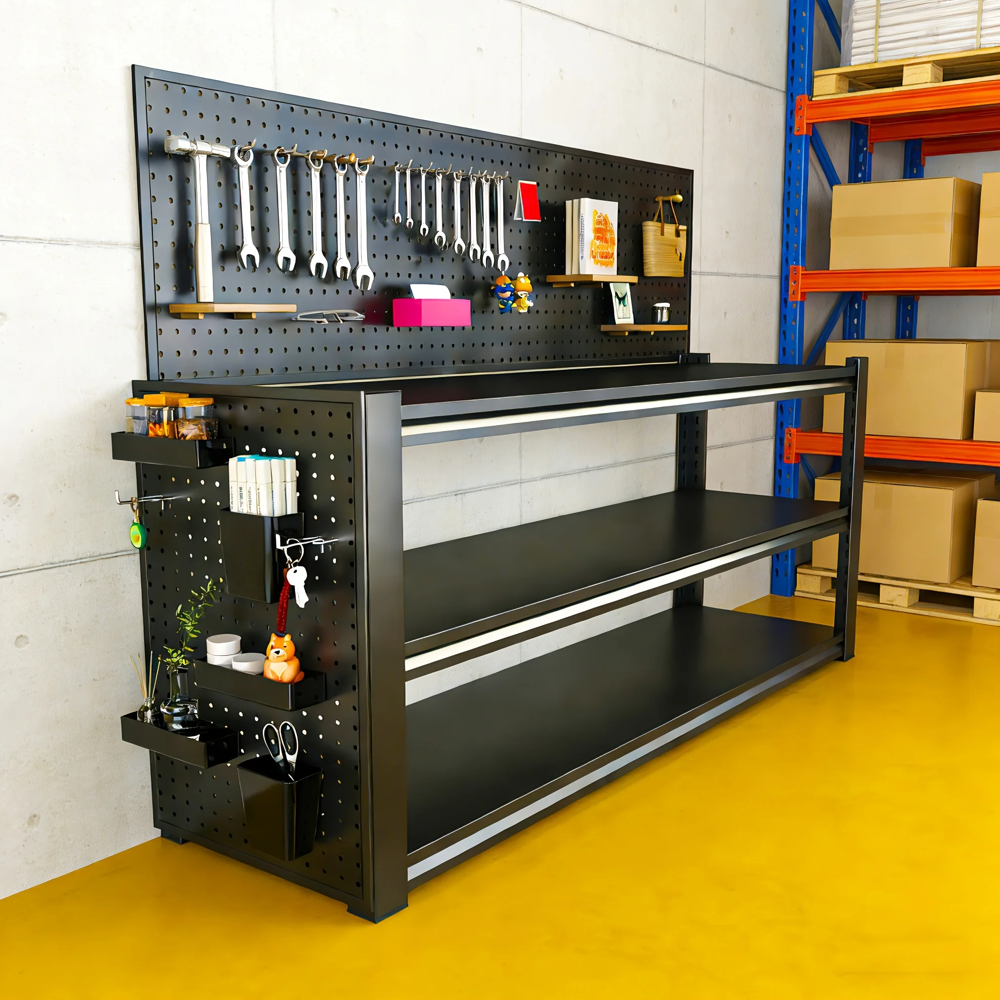 

Metal Garage Shelving Unit, Heavy Duty 3-Tier Adjustable Storage Rack, Steel Shelving, 1200 Lbs Capacity, Industrial Shelves for