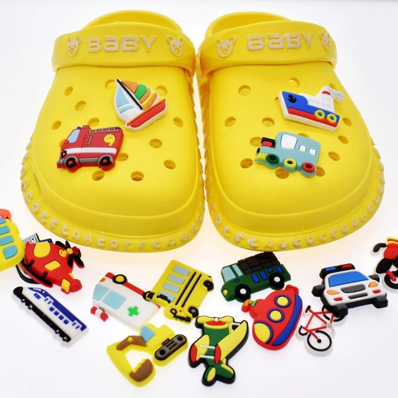 PVC Shoe Charms Car Shoe Accessories Aircraft Shoe Decyles Accessories for Clog Sandals X-Mas Gifts Buckle