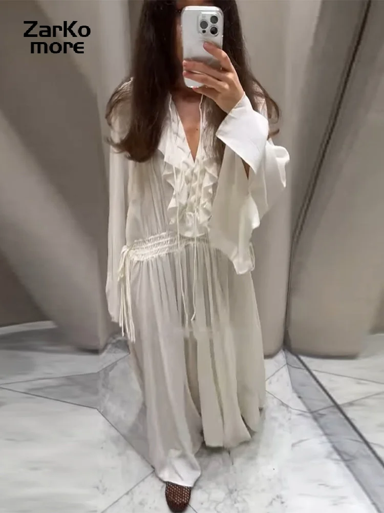 Boho White Long Dre… - image