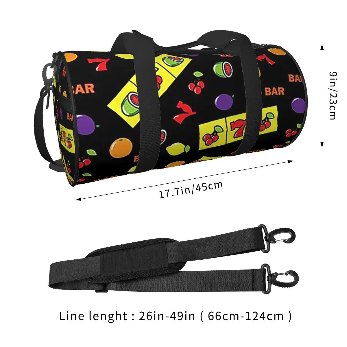 Casino Lucky Slots Cherry Melon Lemon Fruit Large Duffle Gym Bag Multi-Functional Duffle Travel Bags Handbags Fitness bag