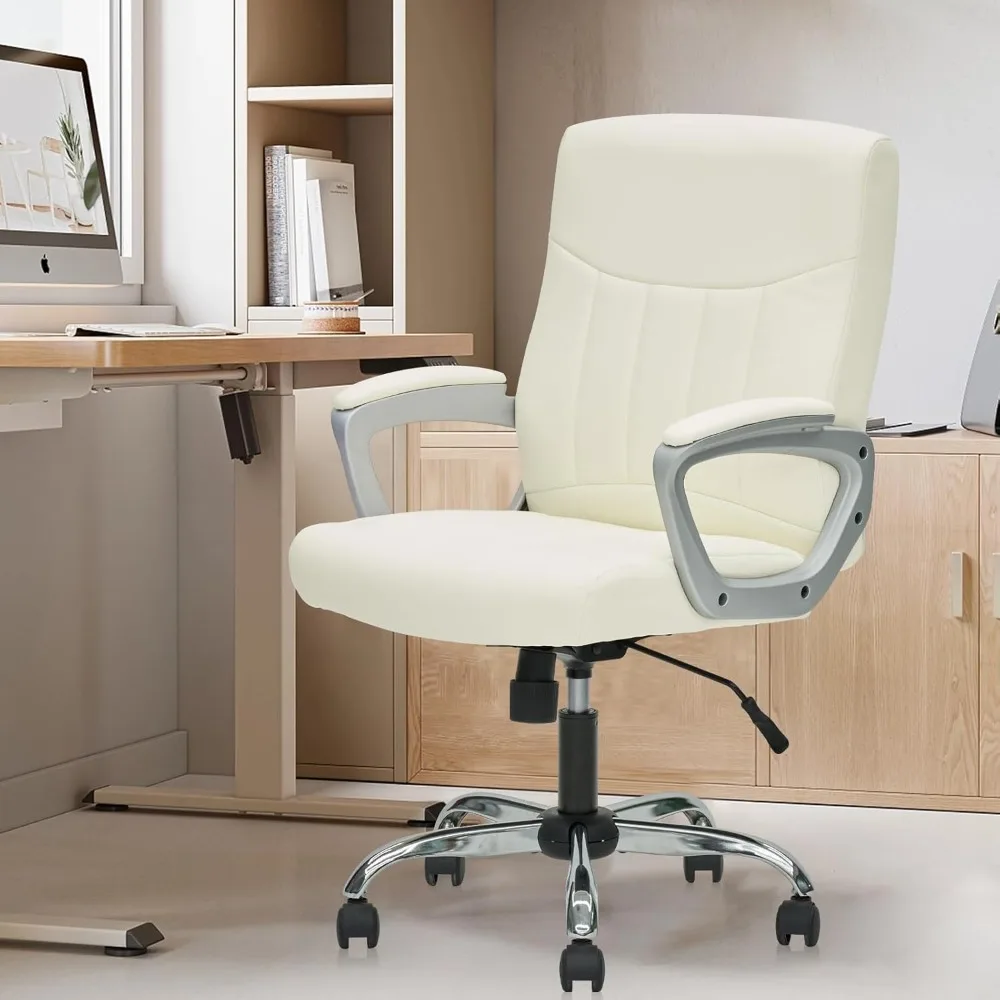 

Office Computer Desk Chair Executive Mid Back Ergonomic Managerial Chair with Lumbar Support Comfortable Adjustable PU