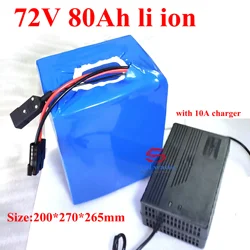 High capacity 72v 80Ah li-ion 100Ah BMS lithium ion for 7000w scooter bicycle battery bike tricycle motorhome 5000w +10A charger