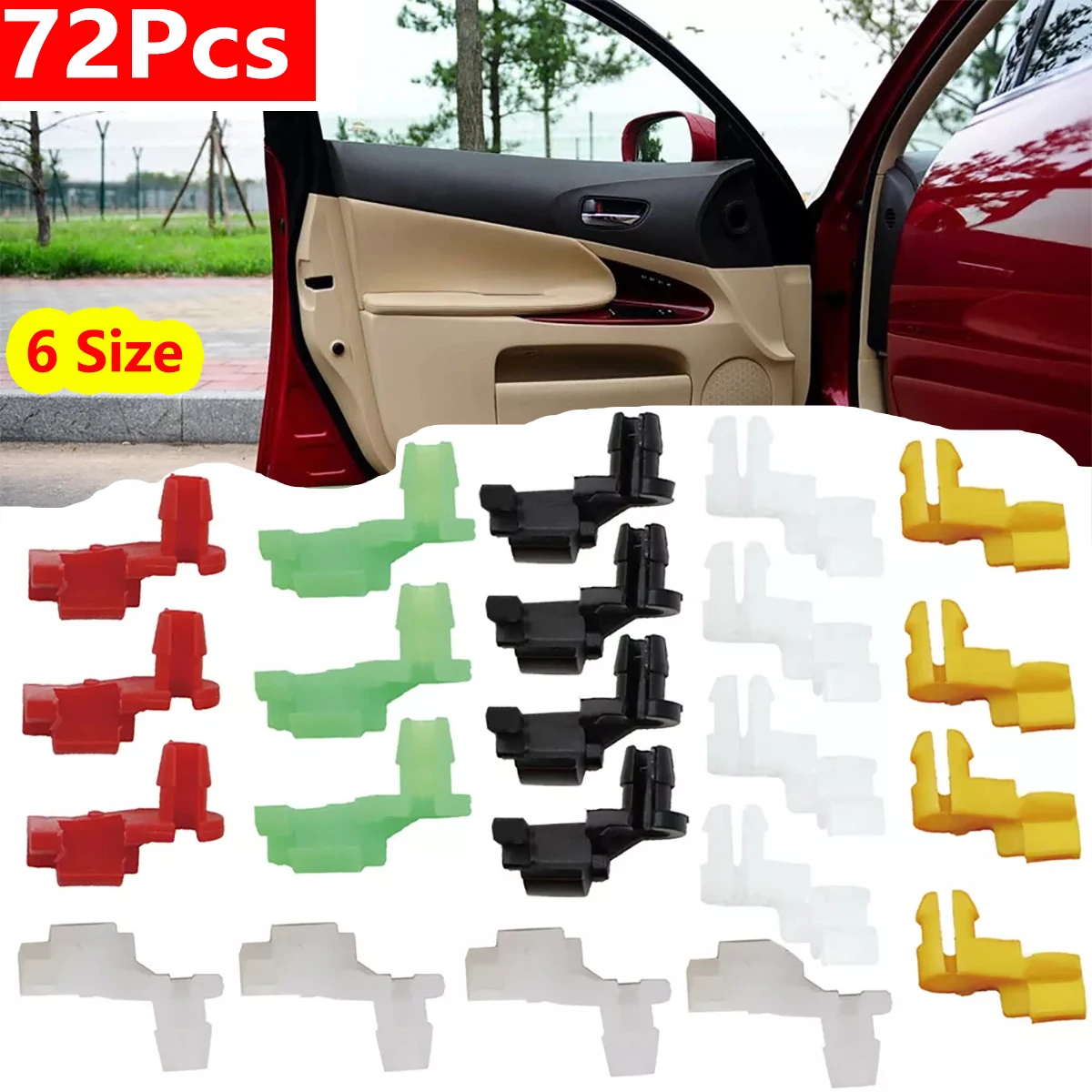 

72Pcs Automotive Nylon Plastic Car Door Lock Rod Clips Rod Push Fasteners Clips Auto Tailgate Handle Rod Clip Kit Car Parts DIY