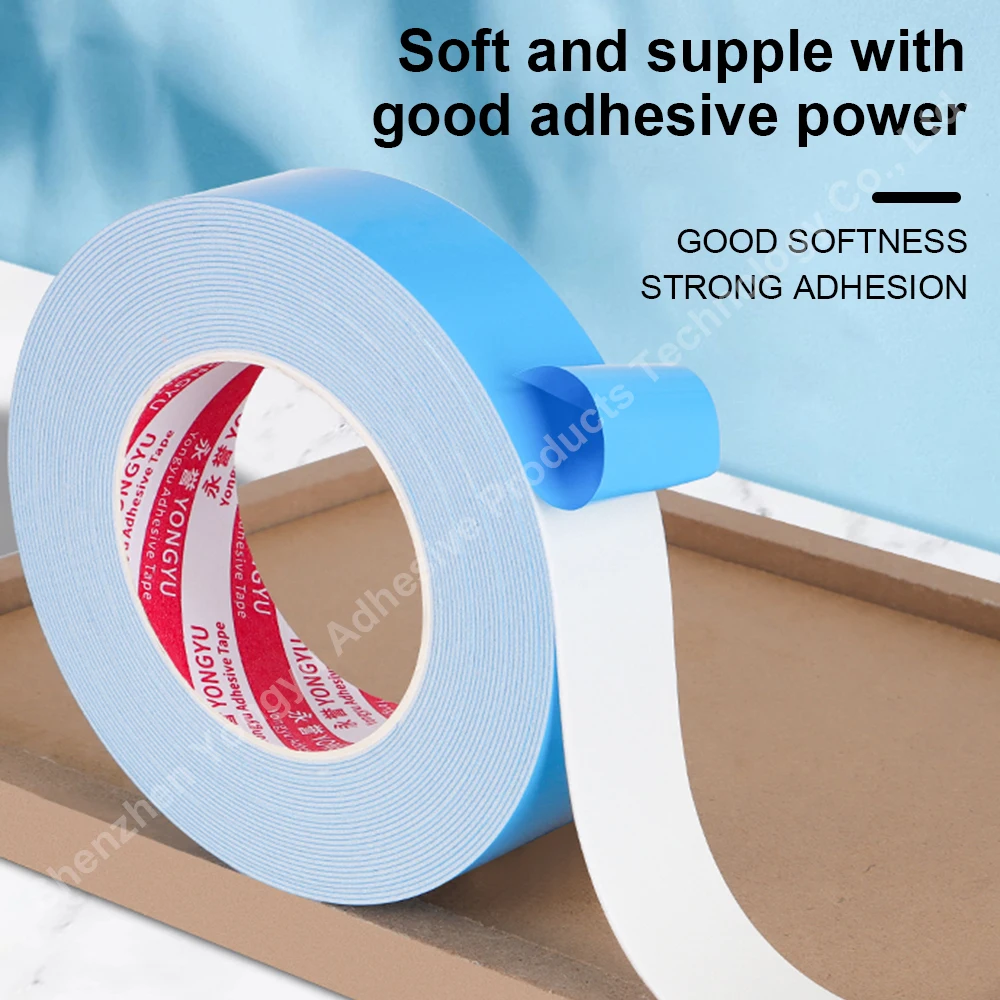 Foam Double-Sided Tape White Blue Film High Temperature Resistance Car Decoration Fixed Advertising Photos High Adhesion