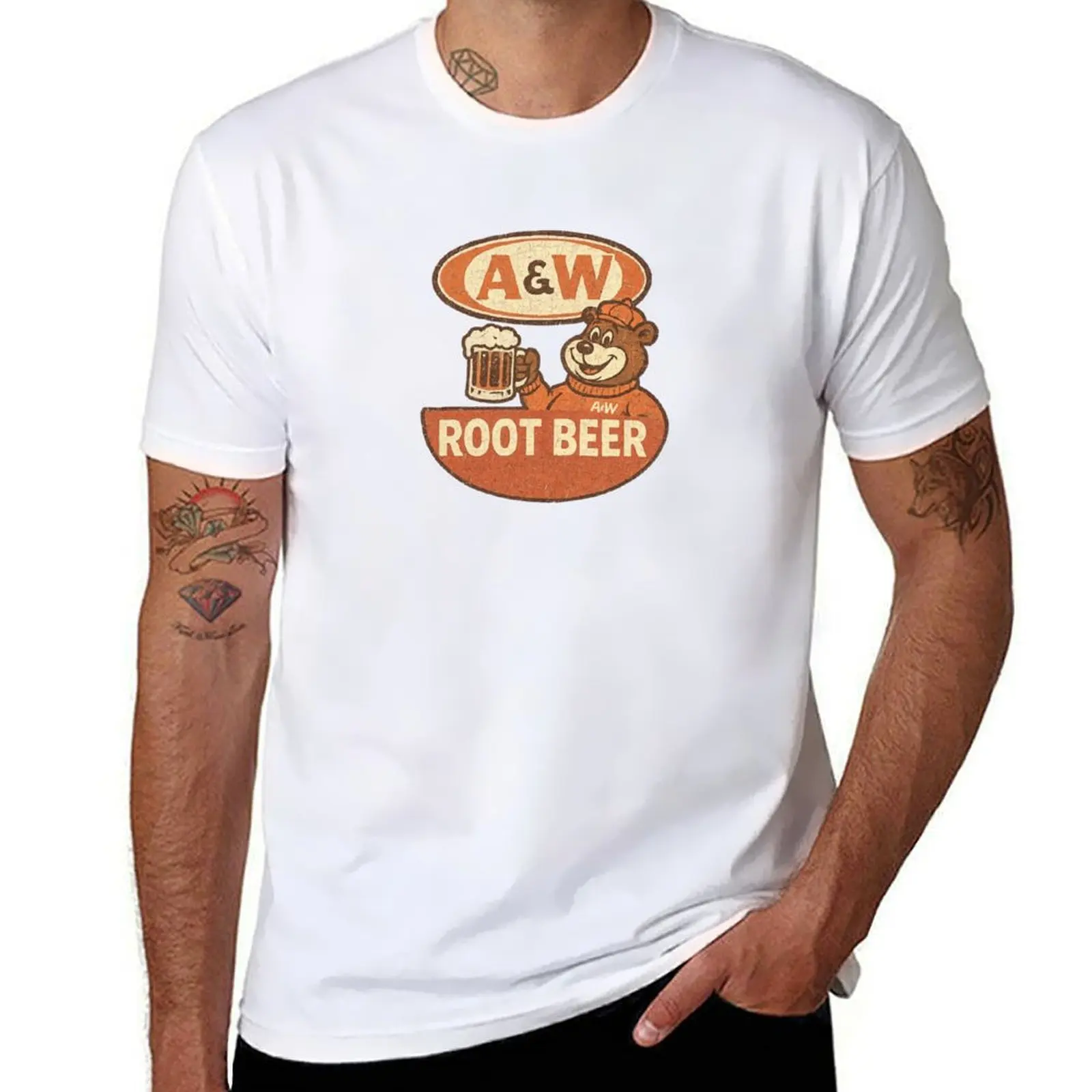 

Retro A&W Root Beer Bear – Vintage Distressed Soda Mascot Graphic T-Shirt funny t shirts cotton g man t shirts for men T-Shirt