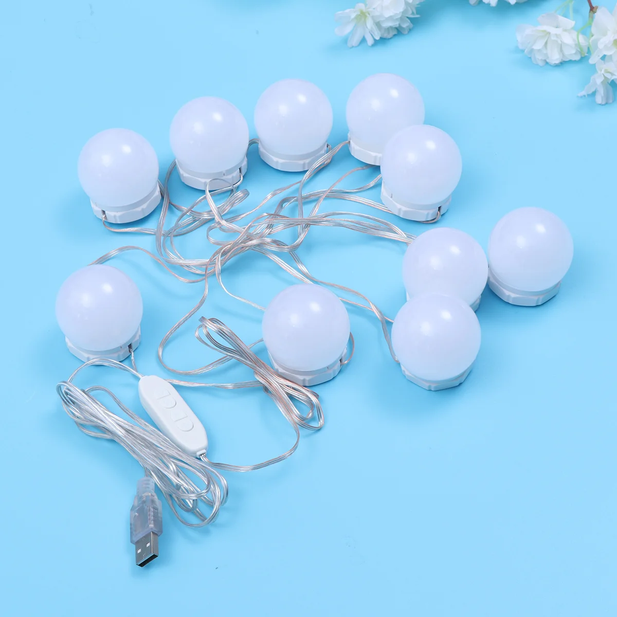 1 ชุดไฟ LED กระจกเงา 3 สีปรับความสว่างได้ USB ขับเคลื่อนการป้องกันดวงตาไม่มีการสั่นไหวใช้งานง่ายในร่มกลางแจ้ง