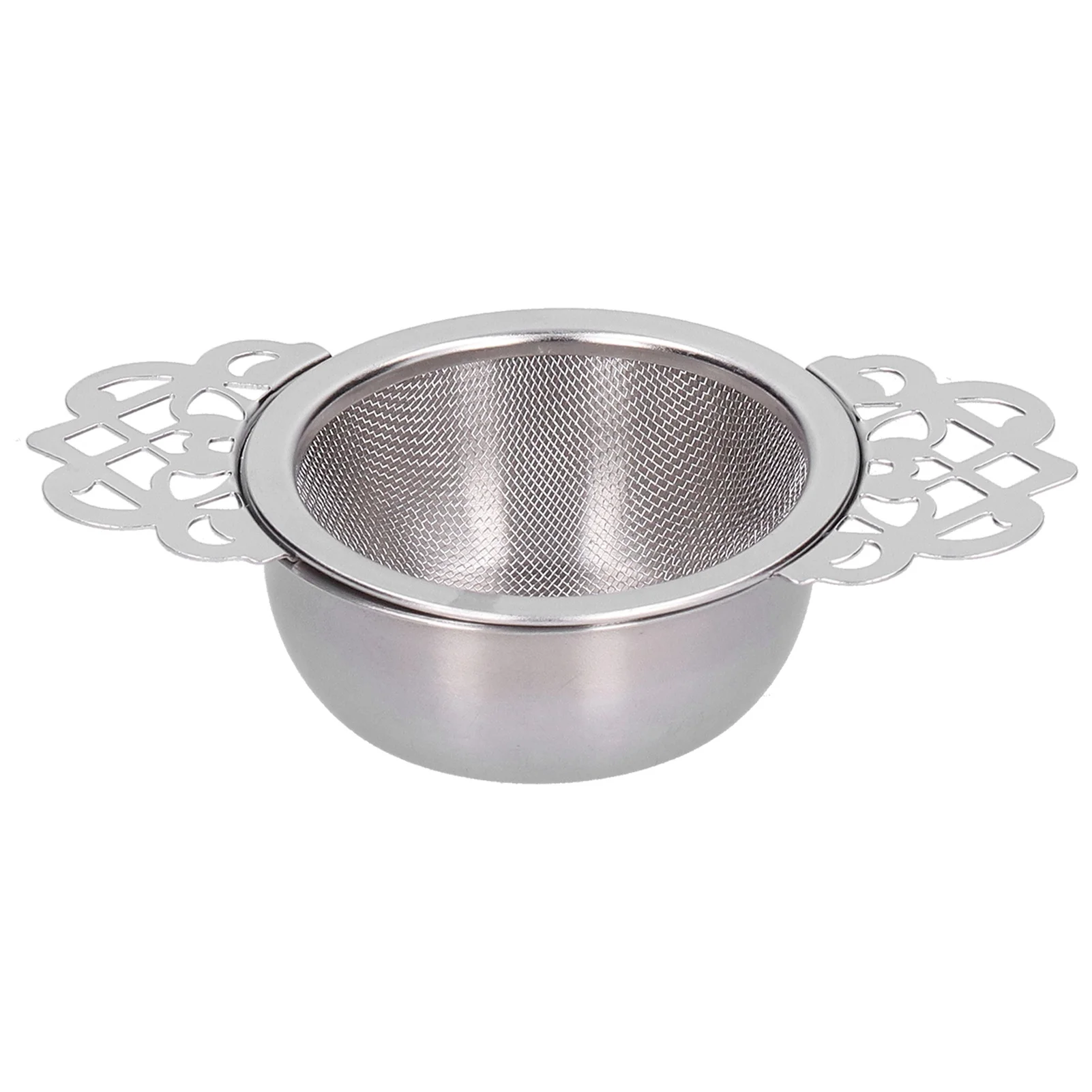 Stainless Steel Tea Strainer Loose Leaf Tea Infuser Filter Double Ear Kitchen GadgetSilver