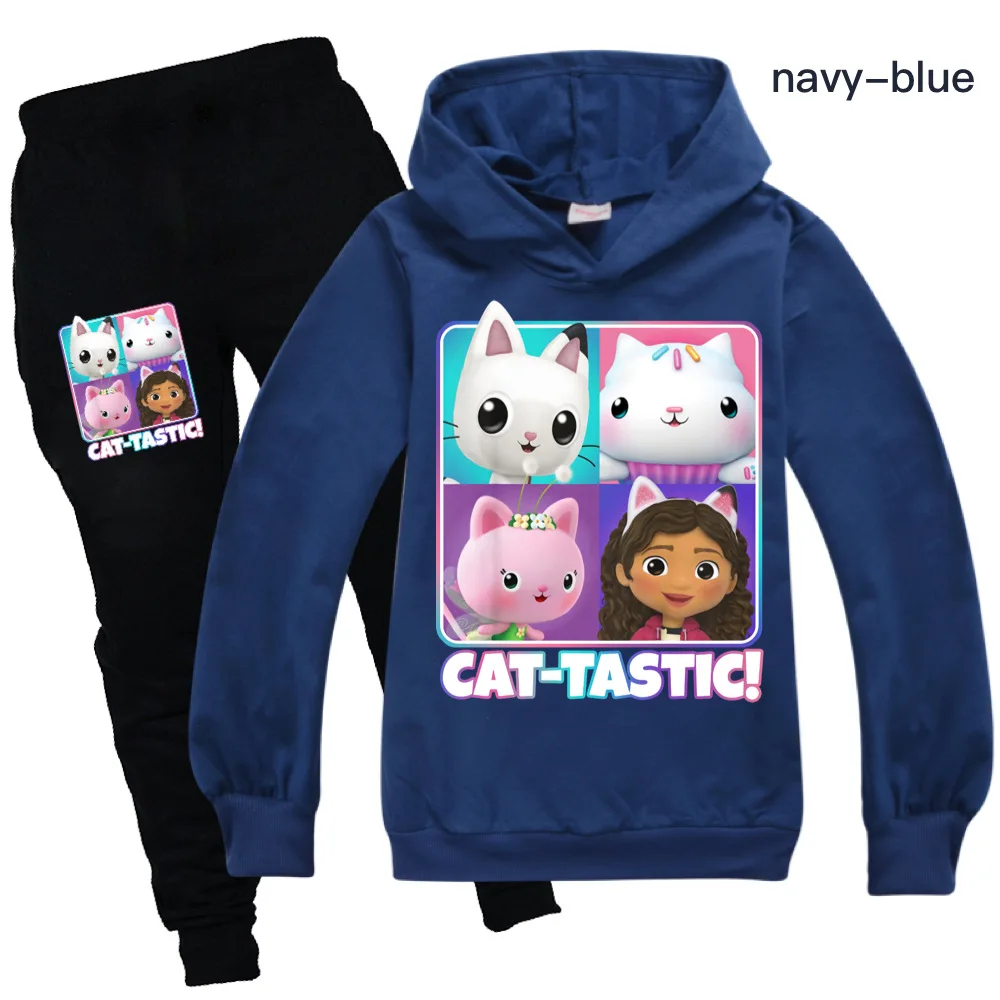 Neue Gabbys Doolhouse Kleidung Kinder Gabi Chat Hoodies & Sweatshirts Hosen 2 stücke setzt Jungen Cartoon Herbst Trainings anzug Baby Mädchen Outfits