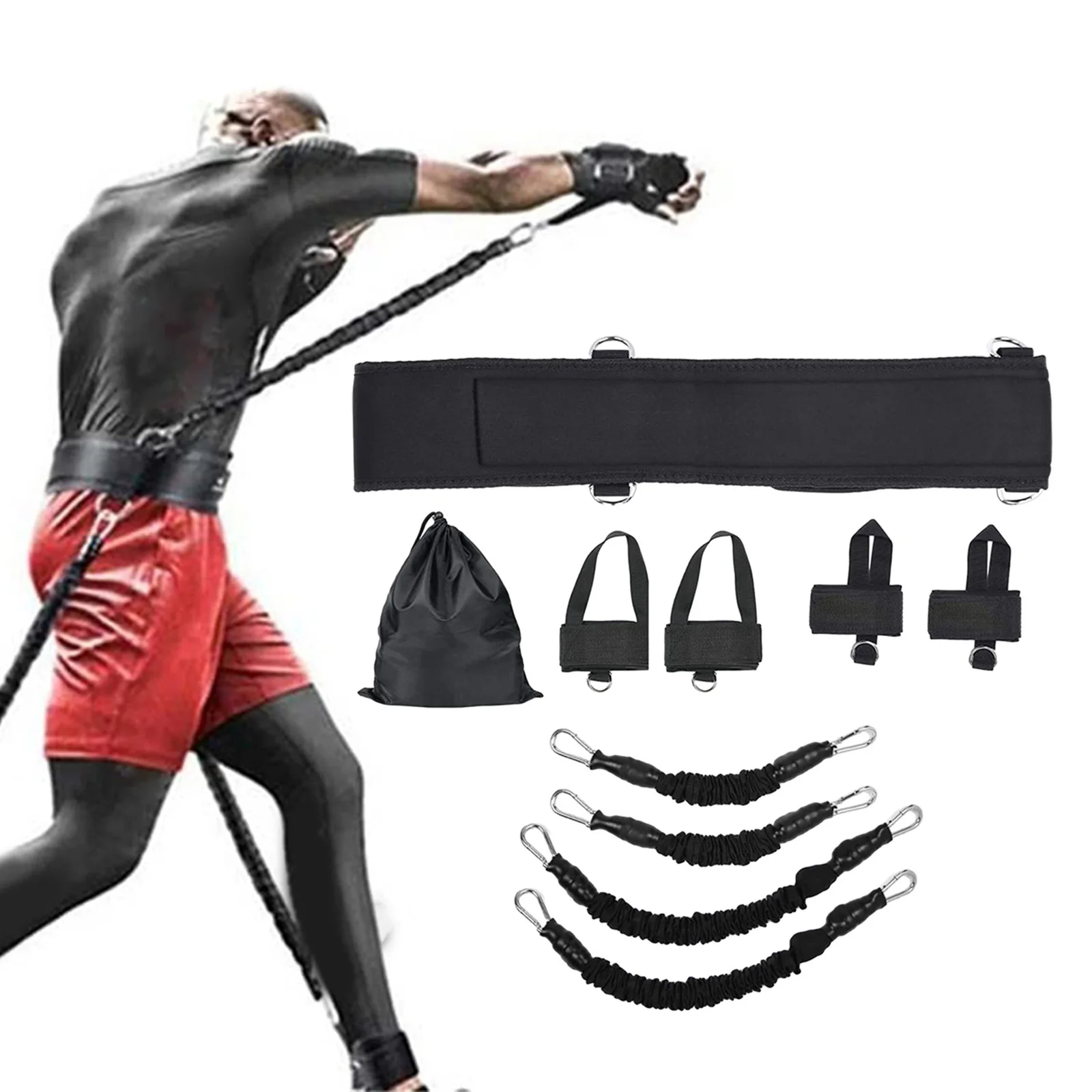 Boxing Resistance Bands Set Trainer 140lbs MMA Martial Arts Exercise Workout Band Jump Trainer for Resistance Training Fighting